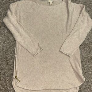 Michael Kors Cream Sweatshirt with Gold Zipper